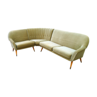 Danish Scandinavian modular corner sofa of years soft 50 green glossy