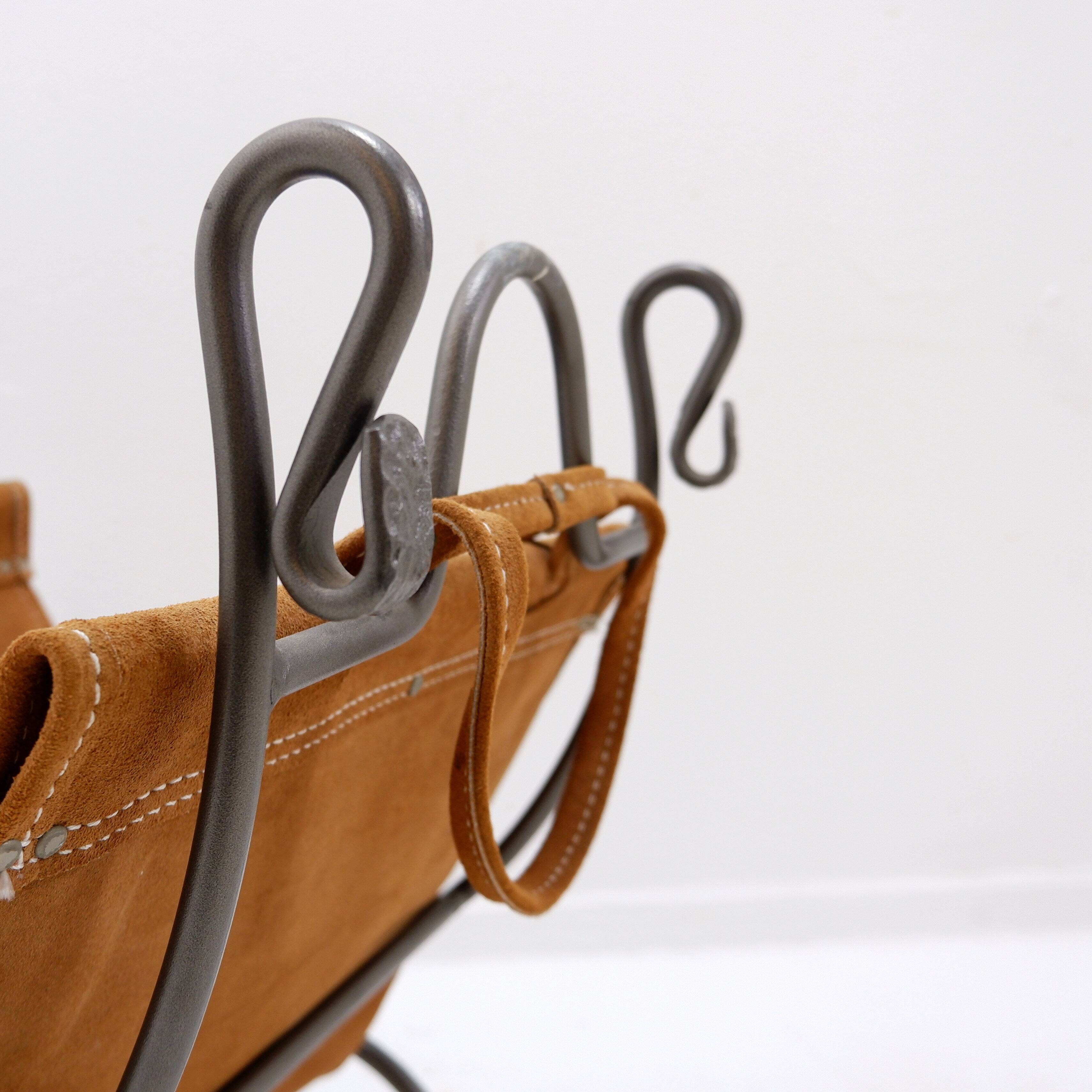 Wrought iron log holder with suede log holder