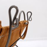 Wrought iron log holder with suede log holder