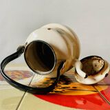 Vintage enameled sheet metal kettle - rooster decor