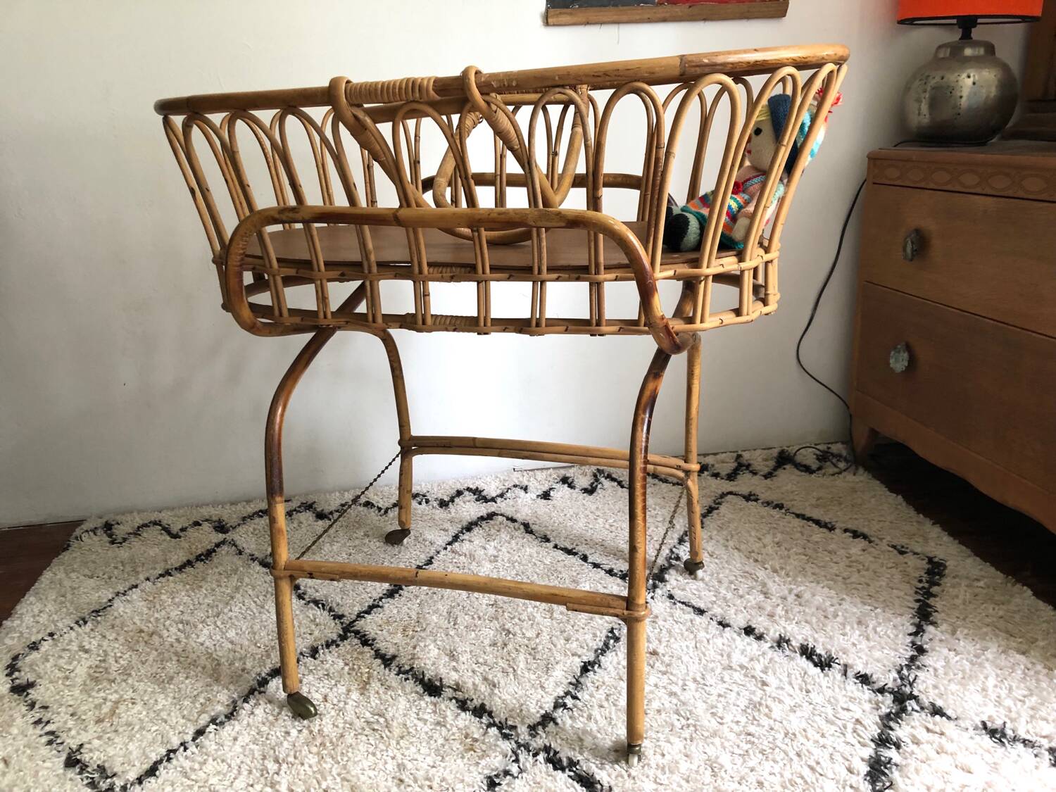 Vintage rattan cradle