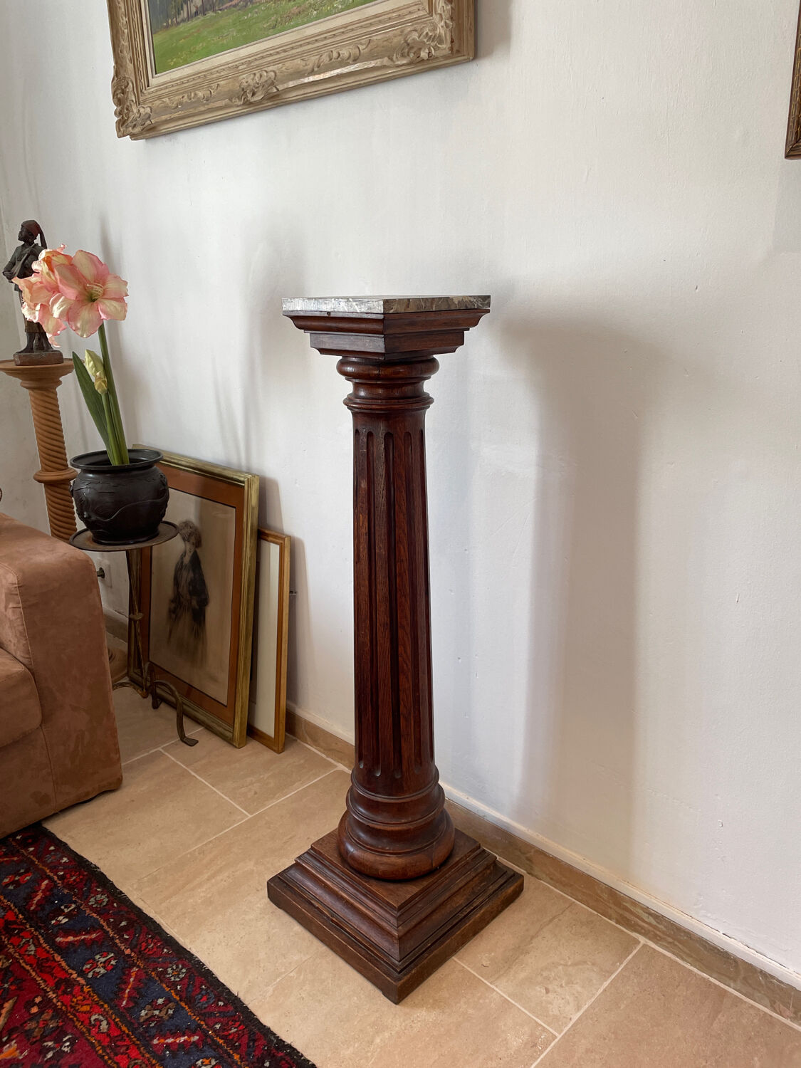 Sellette colonne xixeme en bois