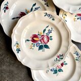 6 flat plates in Digoin Sarreguemines earthenware, "Yann" service