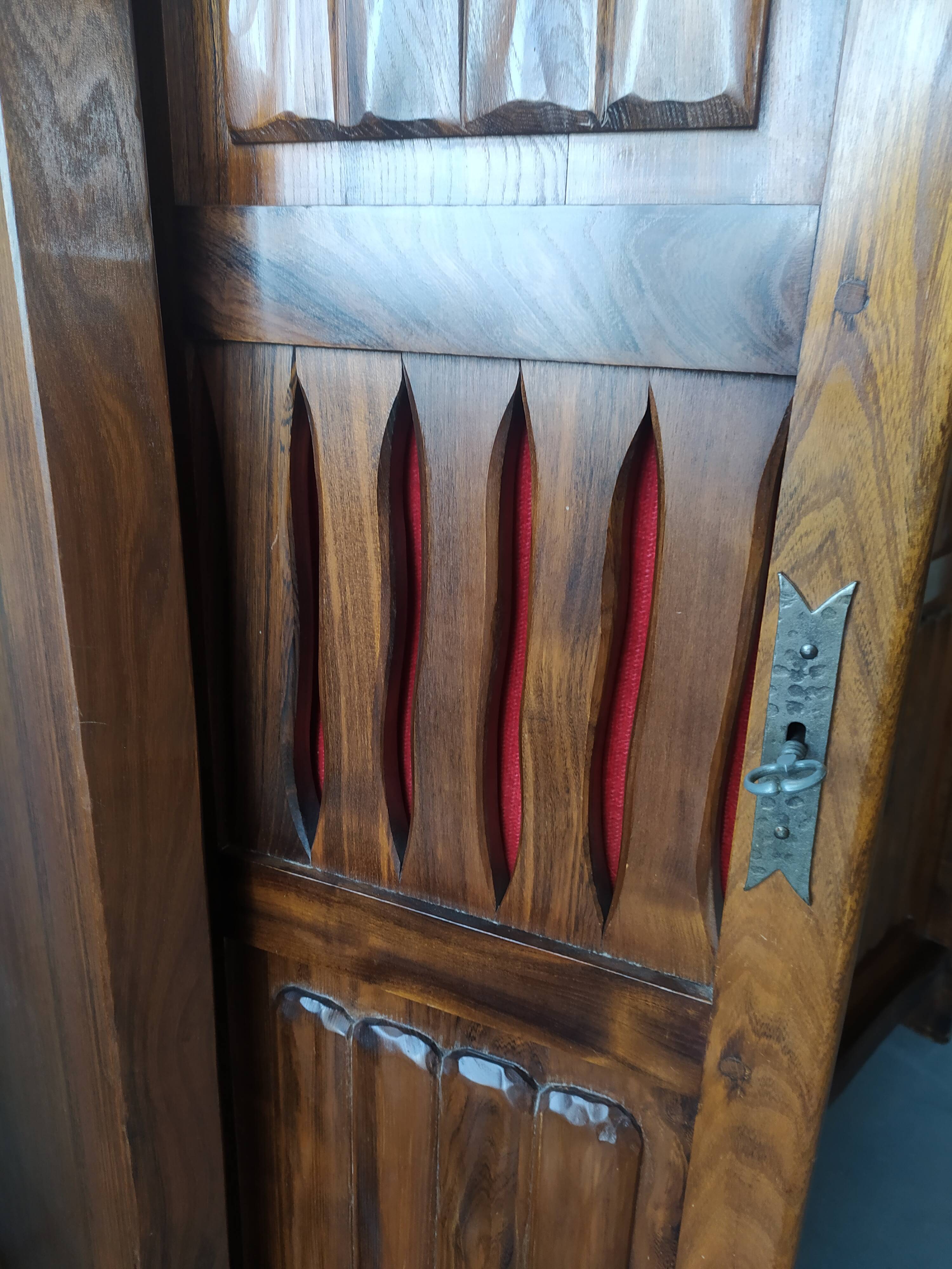 3-door brutalist cabinet in solid elm