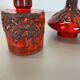 Ensemble de 3 vases en poterie céramique rouge noir Otto Keramik Allemagne 1970