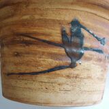 Ceramic "tachiste" flowerpot, signed La Poterie du colombier, the dove, 1970s