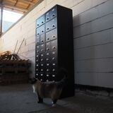 Vintage industrial wooden chest of drawers, apothecary, filling cabinet, 1930s