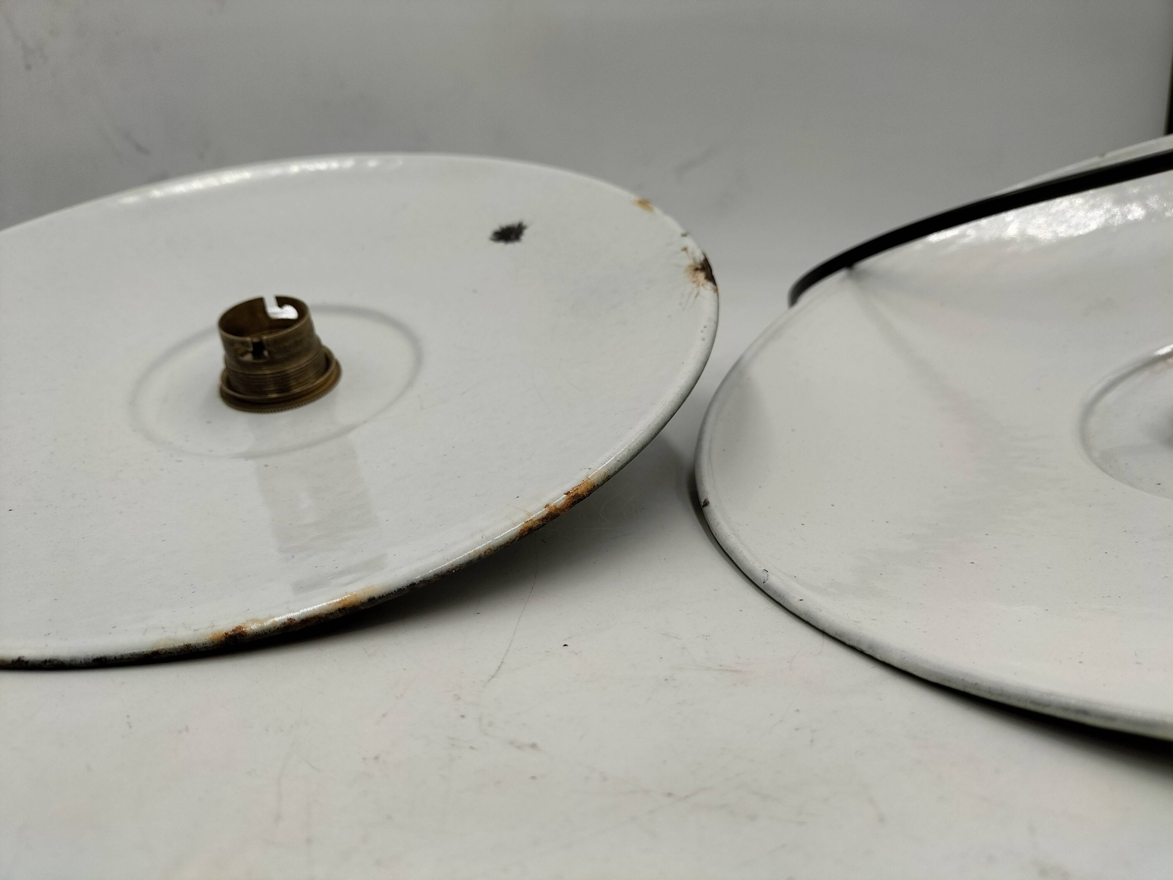 Enameled sheet metal pendant lights