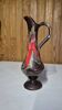 Vallauris decorative vase pitcher 25 cm red and brown fat lava enamel