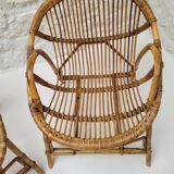 Pair of rattan basket armchairs, 1960s