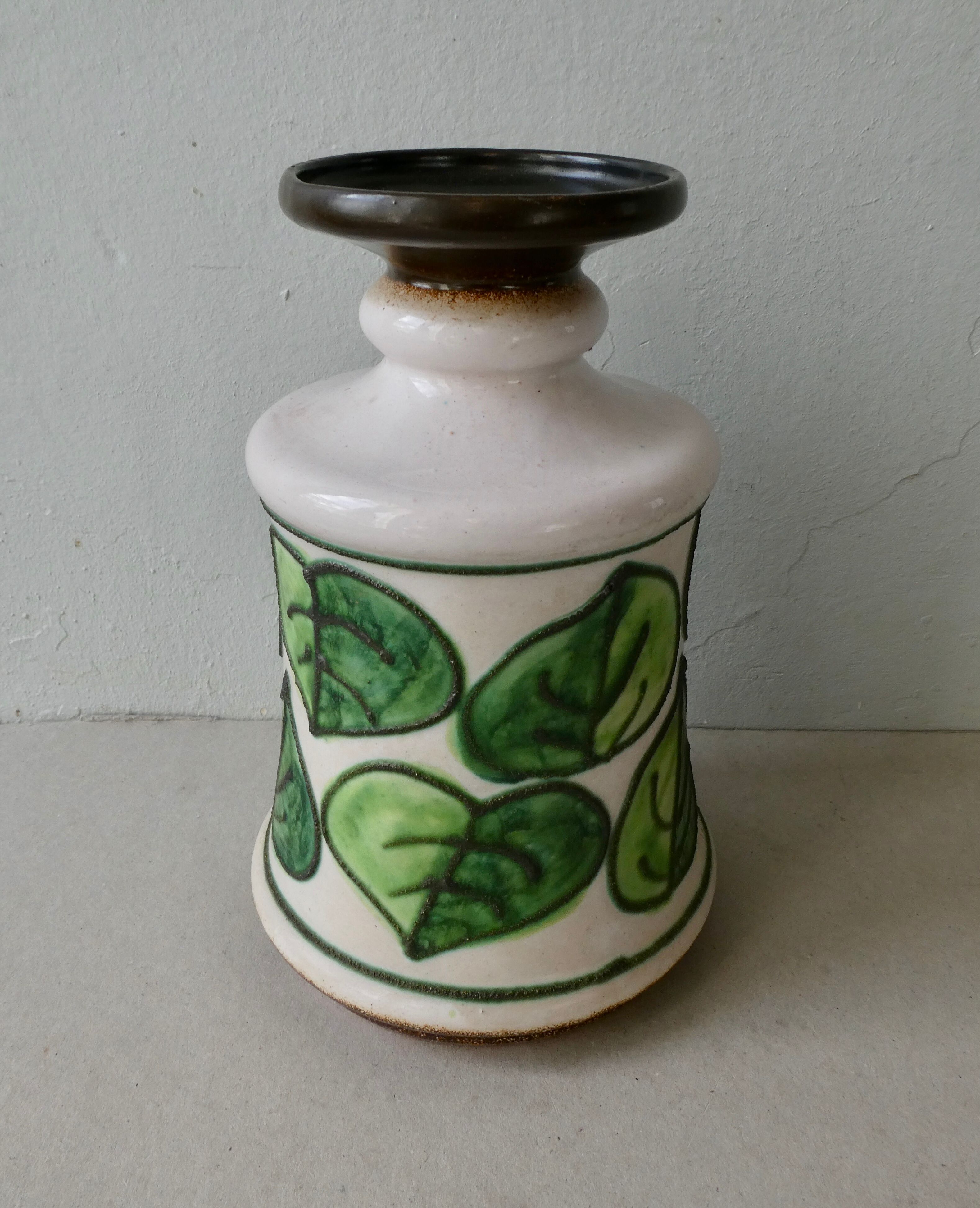 Ceramic vase, vegetable decoration, Strehla GDR, 60s