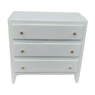 Chest of drawers 3 drawers feet compass year 50 vintage white