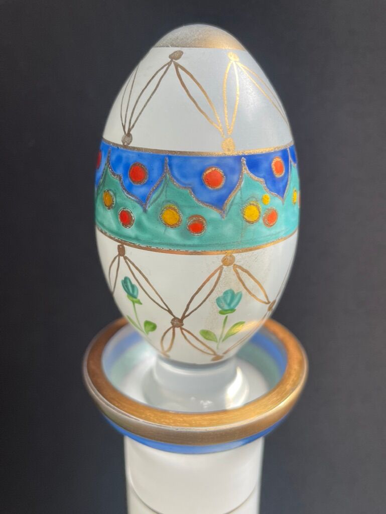 Large signed decanter - Hand decoration - XXth