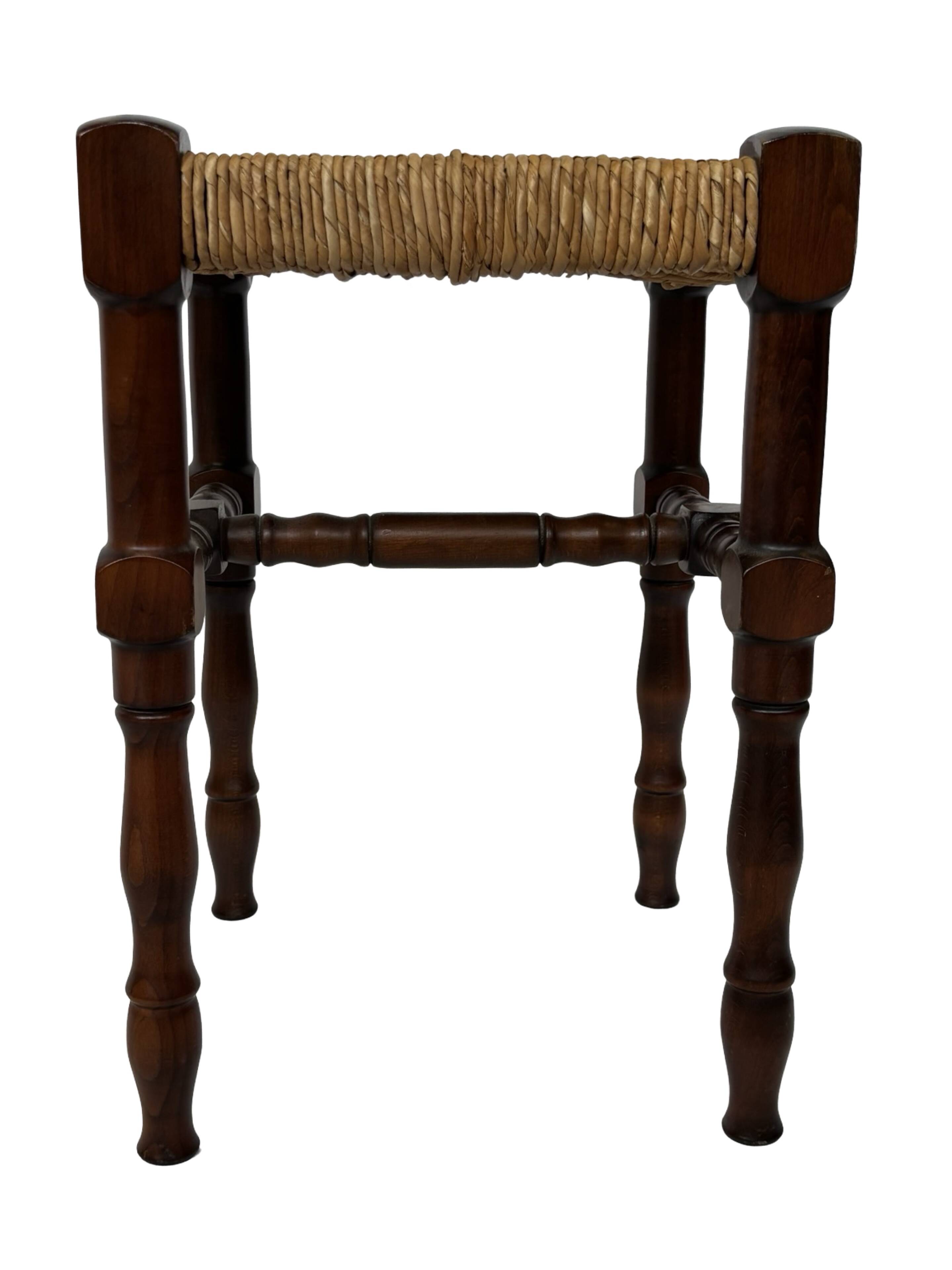 Tabouret vintage table d'appoint design brutaliste années 60 chêne foncé