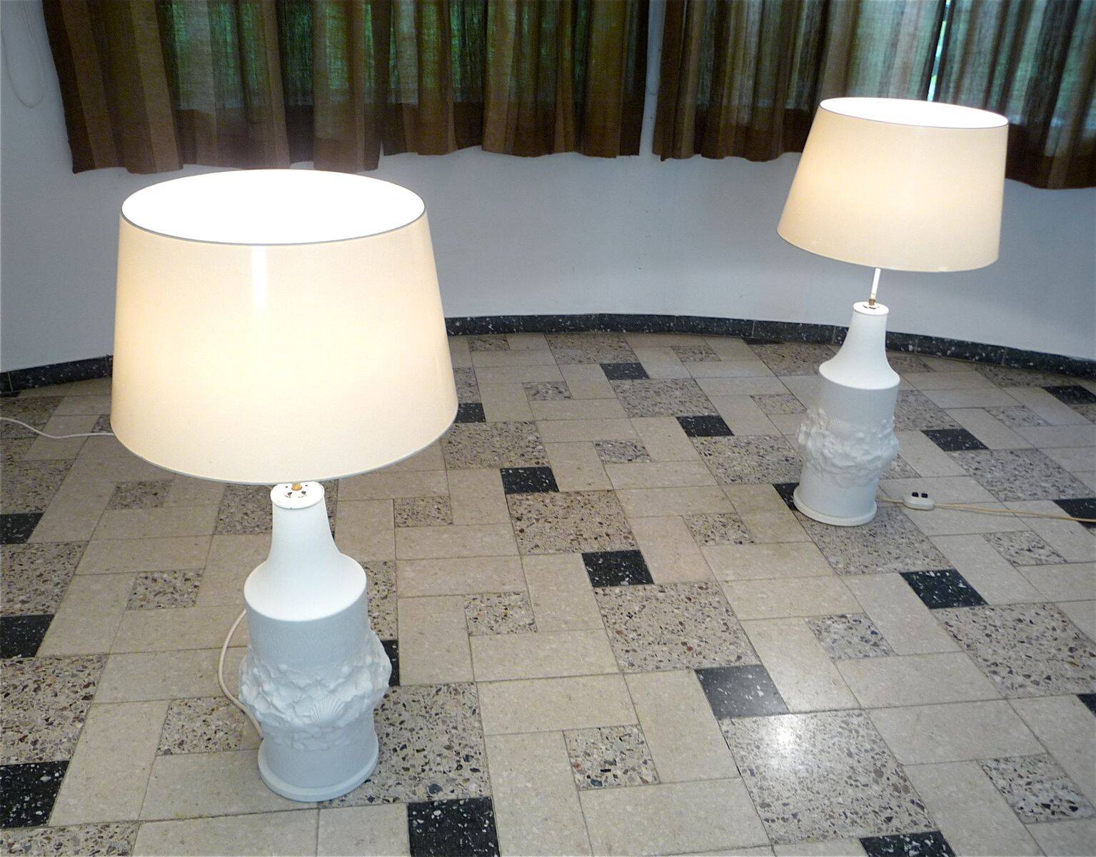 Large bisque porcelain table lamps from Kaiser, Germany 1960s, Set of 2