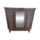 Antique wardrobe in Henri II style – carved oak – 4 doors with mirror