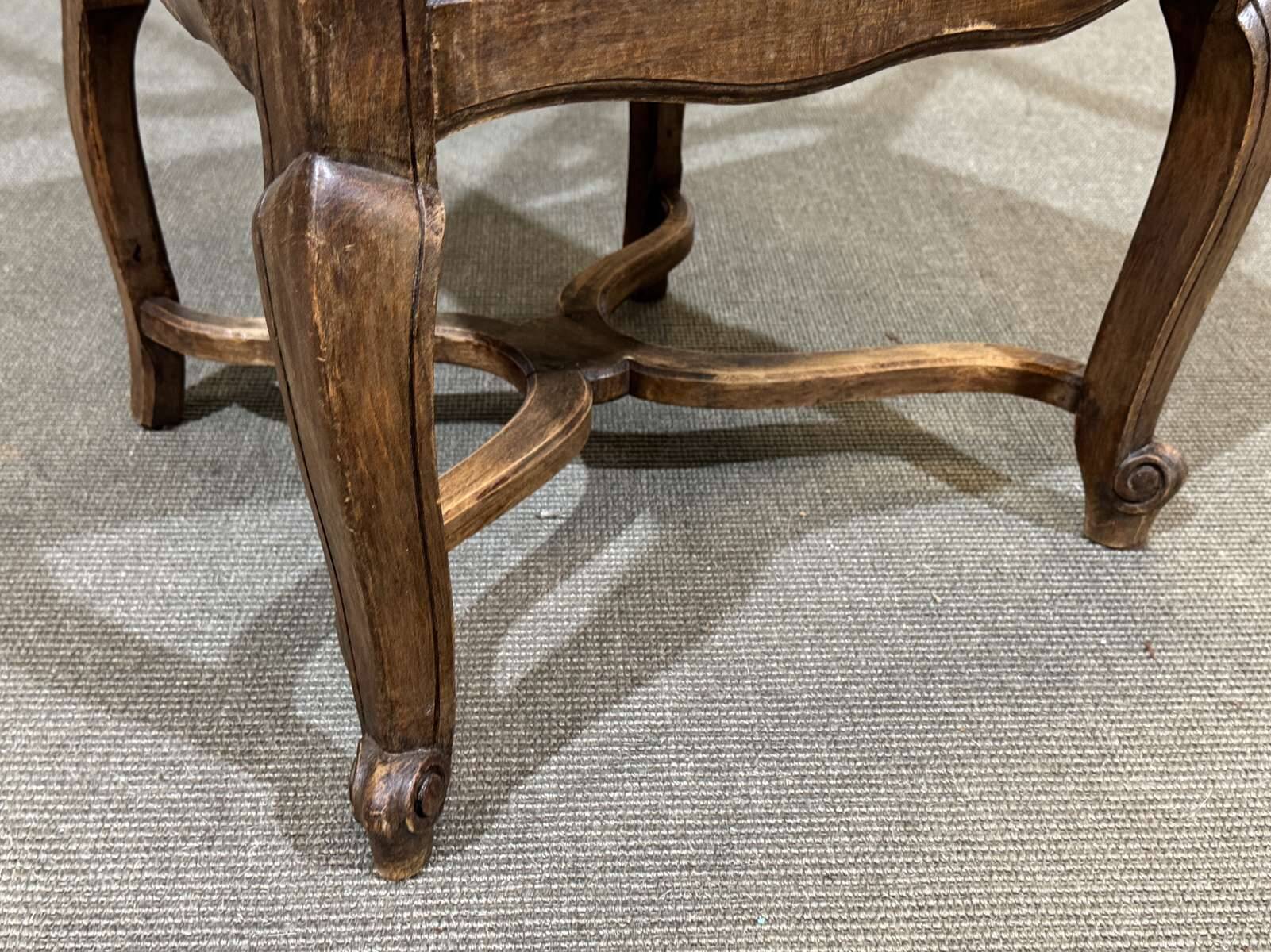 20th-century armchair in beech with a straw seat in Louis XV style.