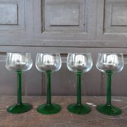 Verres à vin d'Alsace pied vert vintage