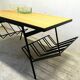 Table basse années 60 noir et bois