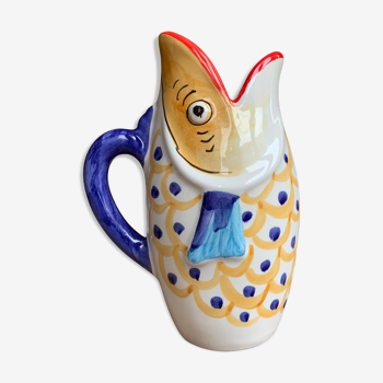 Italian pitcher in the shape of a fish, blue