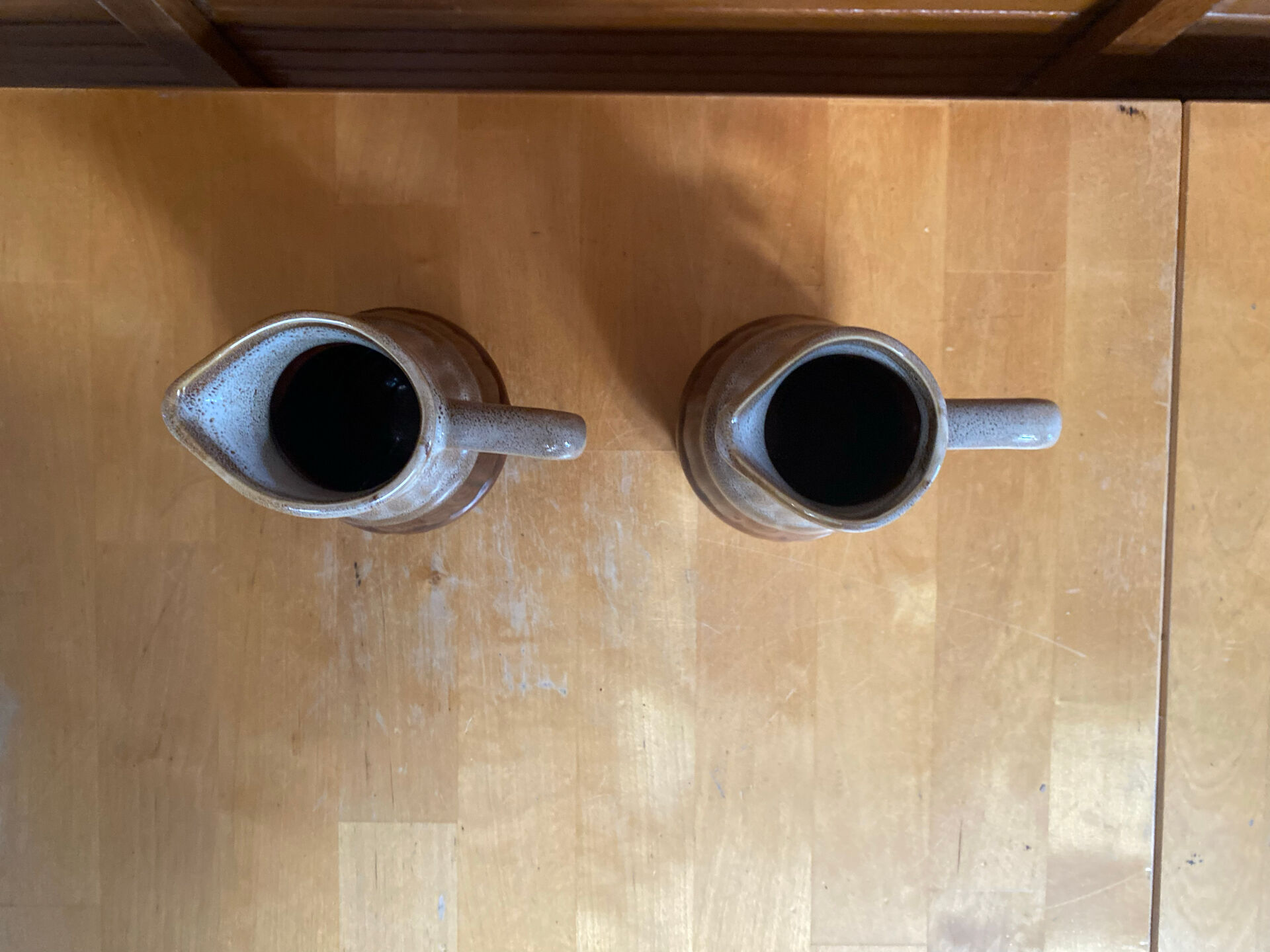 Pair of vintage revol barrel-shaped ceramic jugs 0.25l