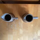 Pair of vintage revol barrel-shaped ceramic jugs 0.25l