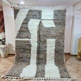 Tapis Berbère 250x150 cm - Design Abstrait en Tons Neutres