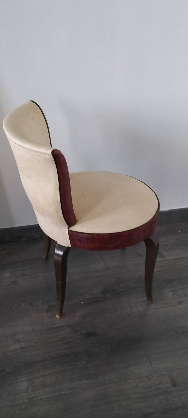 Vintage white and burgundy club chair
