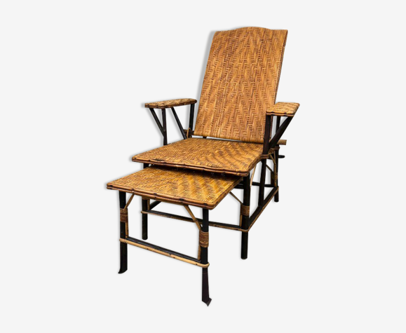 Chaise longue en rotin • vintage