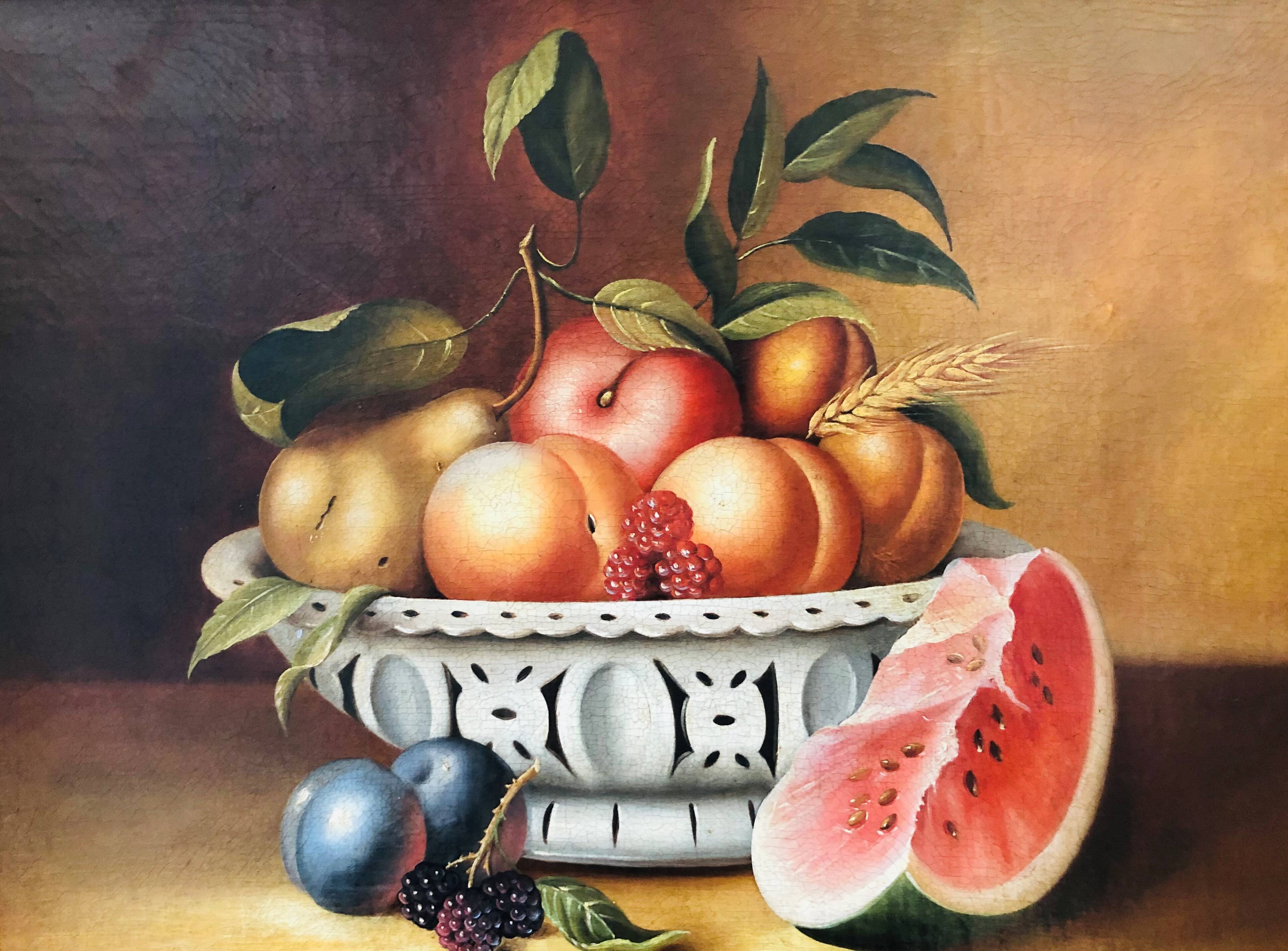 Tableau : huile sur toile - nature morte aux fruits