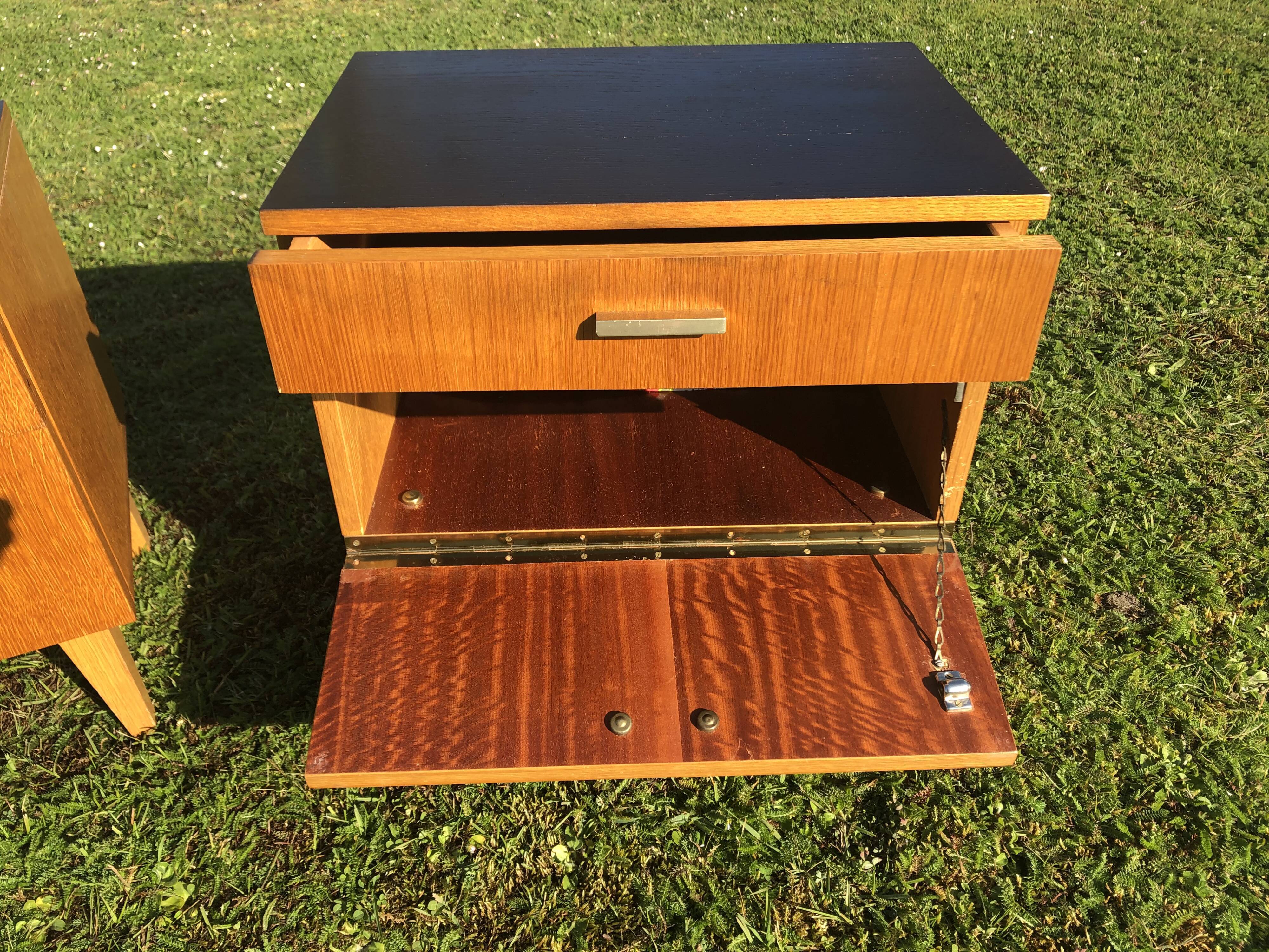 Vintage 1960s blond wood bedsides