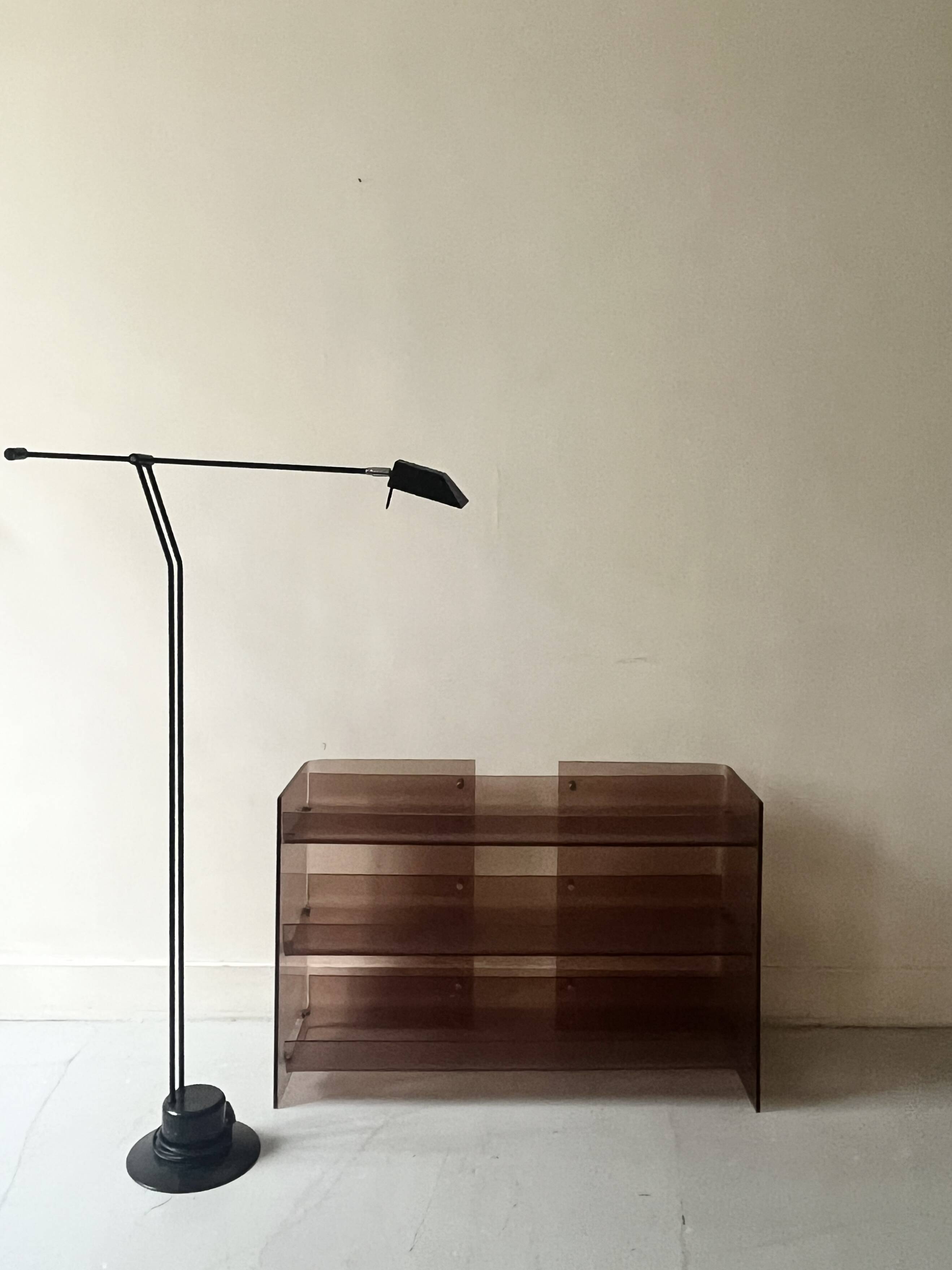 Roche Bobois smoked plexiglass console bookcase, 1970 design