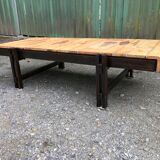 Vintage ceramic coffee table decorated with herbarium decoration Roger Capron