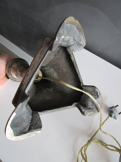 Antique lamp, silver-plated bronze candlestick base