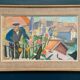 Swedish Original Oil on Canvas – "Figure Near a Flower Fence" by Carl Gunne – Signed – Vintage and Framed – 69.5 × 48 cm (27.4" × 18.9")