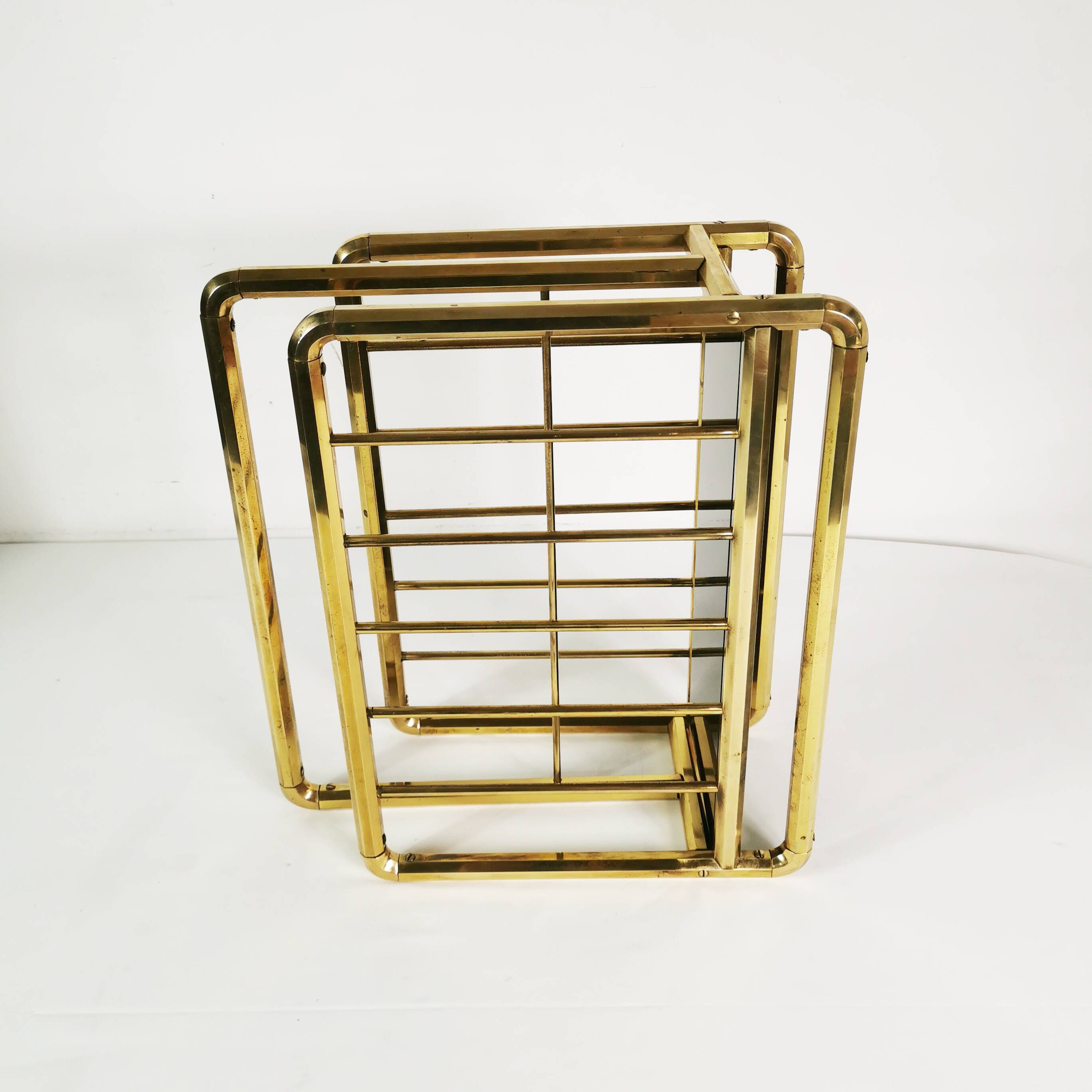 Art Deco brass newspaper rack, 1950s Germany