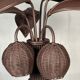Pencil reed rattan bamboo palm tree coconut table lamp Maro Lopez style 70s