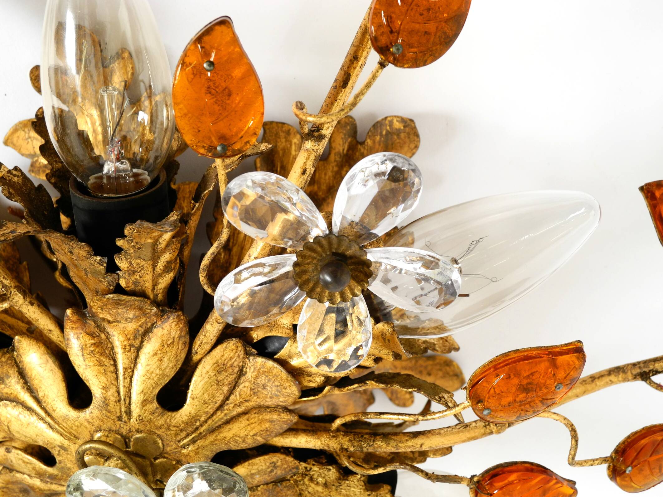 Very beautiful 1960s gold-plated ceiling or wall lamp by Banci Firenze, Ita