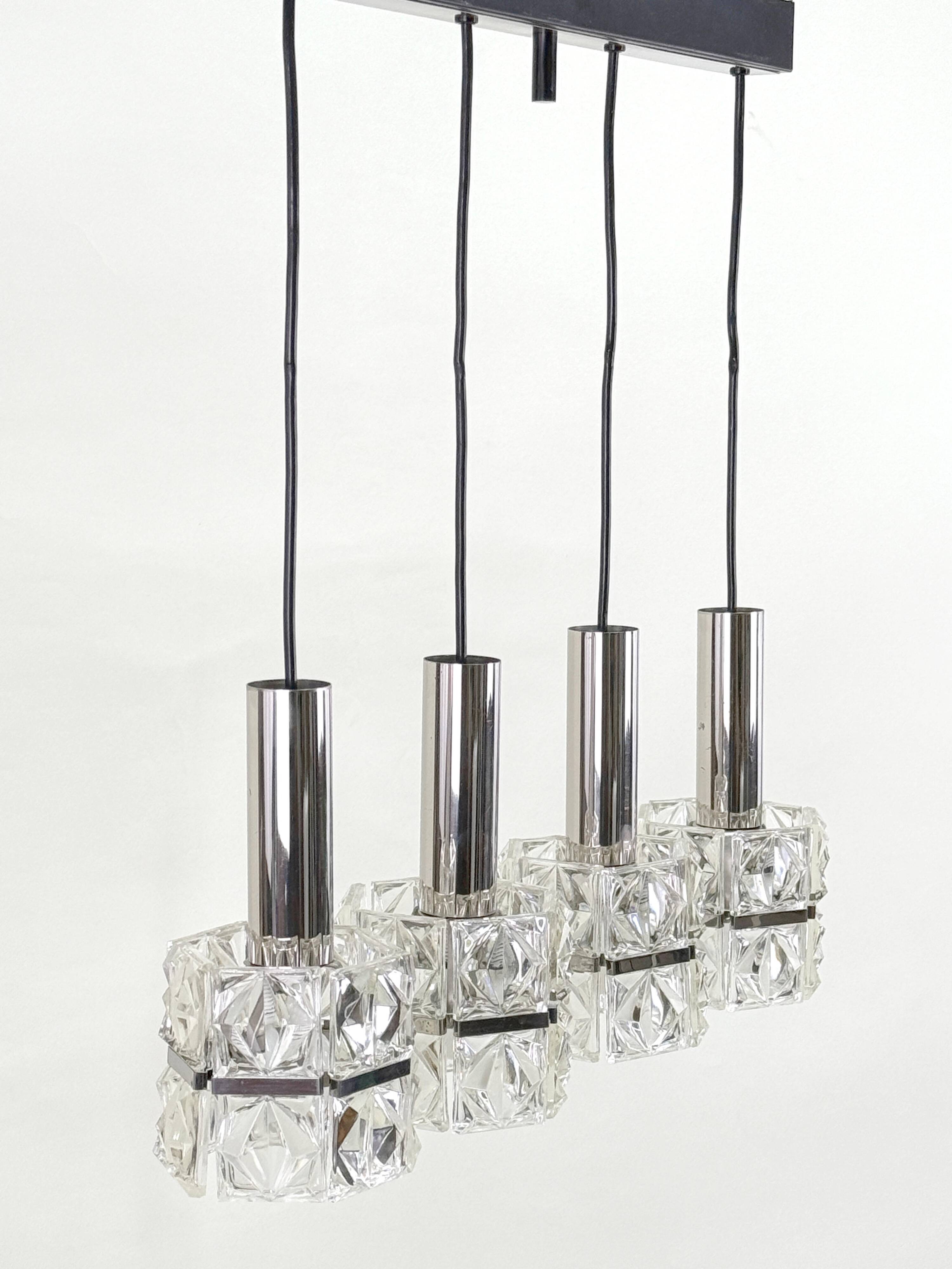 Old Vintage 4-Light Suspension Light Fixture Kinkeldey Style 60's 70's