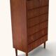 Chiffonnier « tallboy » vintage danois en teck avec 7 tiroirs