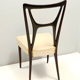Ensemble de six chaises de salle à manger en hêtre noirci avec revêtement en skaï ivoire, Italie