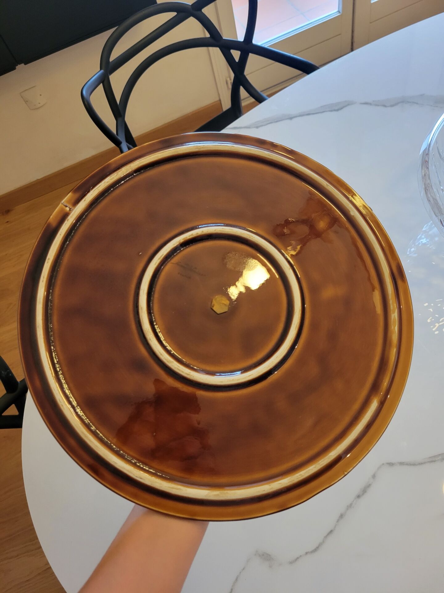 Serviteur/Plateau à fromage Sarreguemines en barbotine