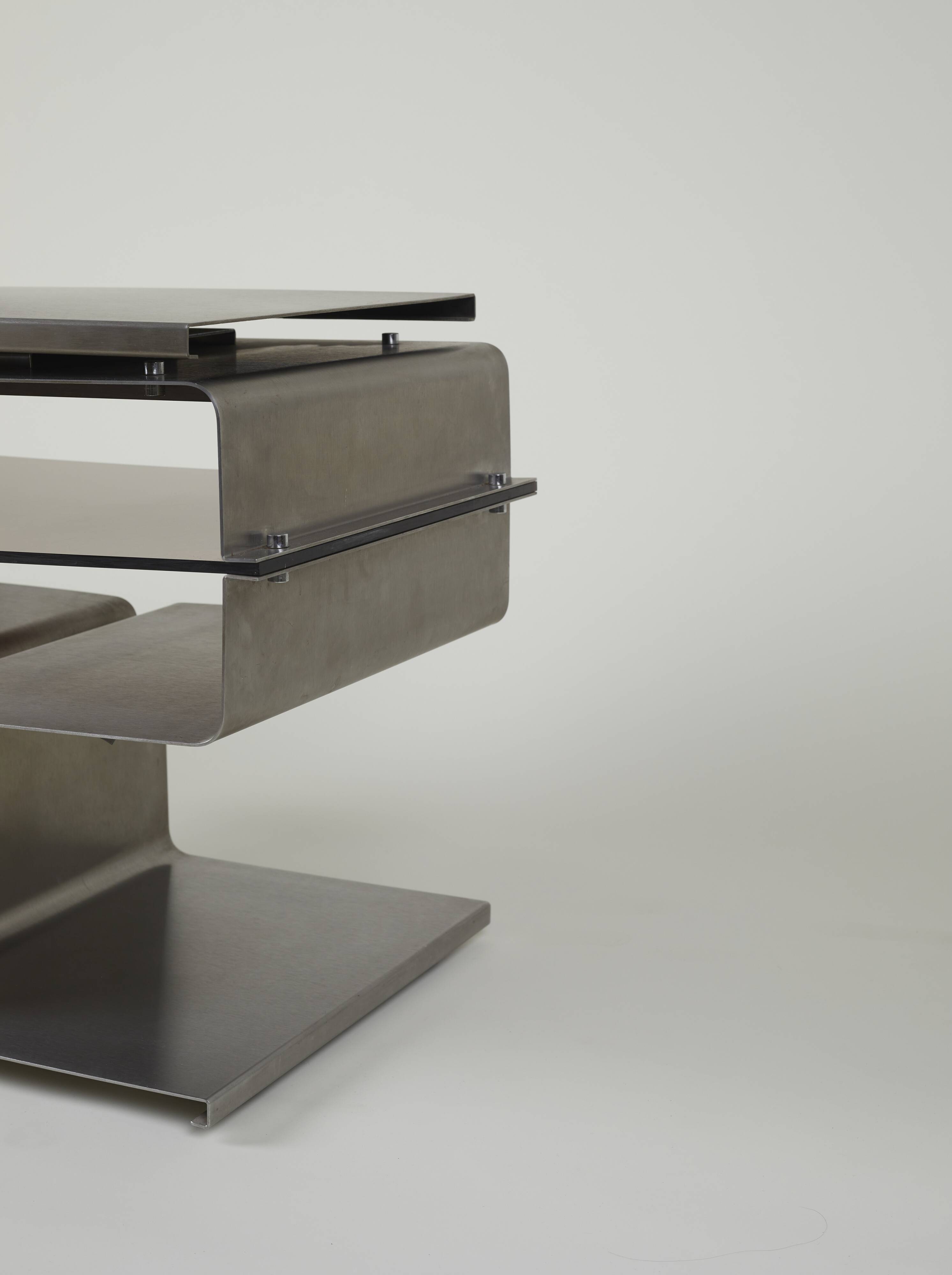 Stainless steel TV cabinet designed by François Monnet for Kappa / Uginox vintage Space Age circa 1970