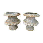 Pair of Médicis planters in cast iron by Godin, 19th century.