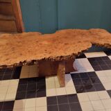 Table basse en loupe d'orme vintage 60