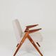 Fauteuil Lounge Beige Tressé Revêtement Bois Couleur Noyer