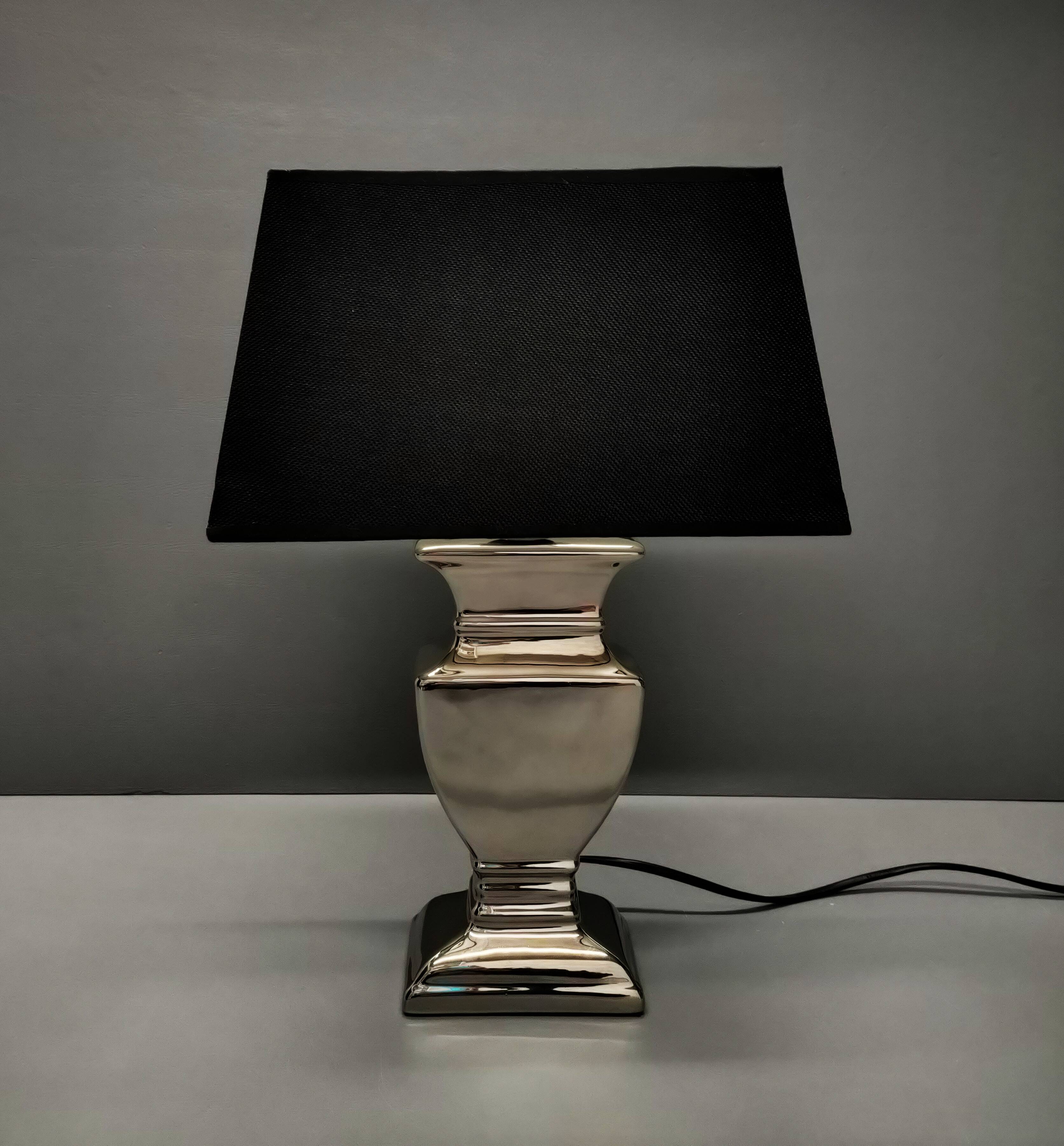 Druline ~ contemporary living room lamp ceramic silver black shade