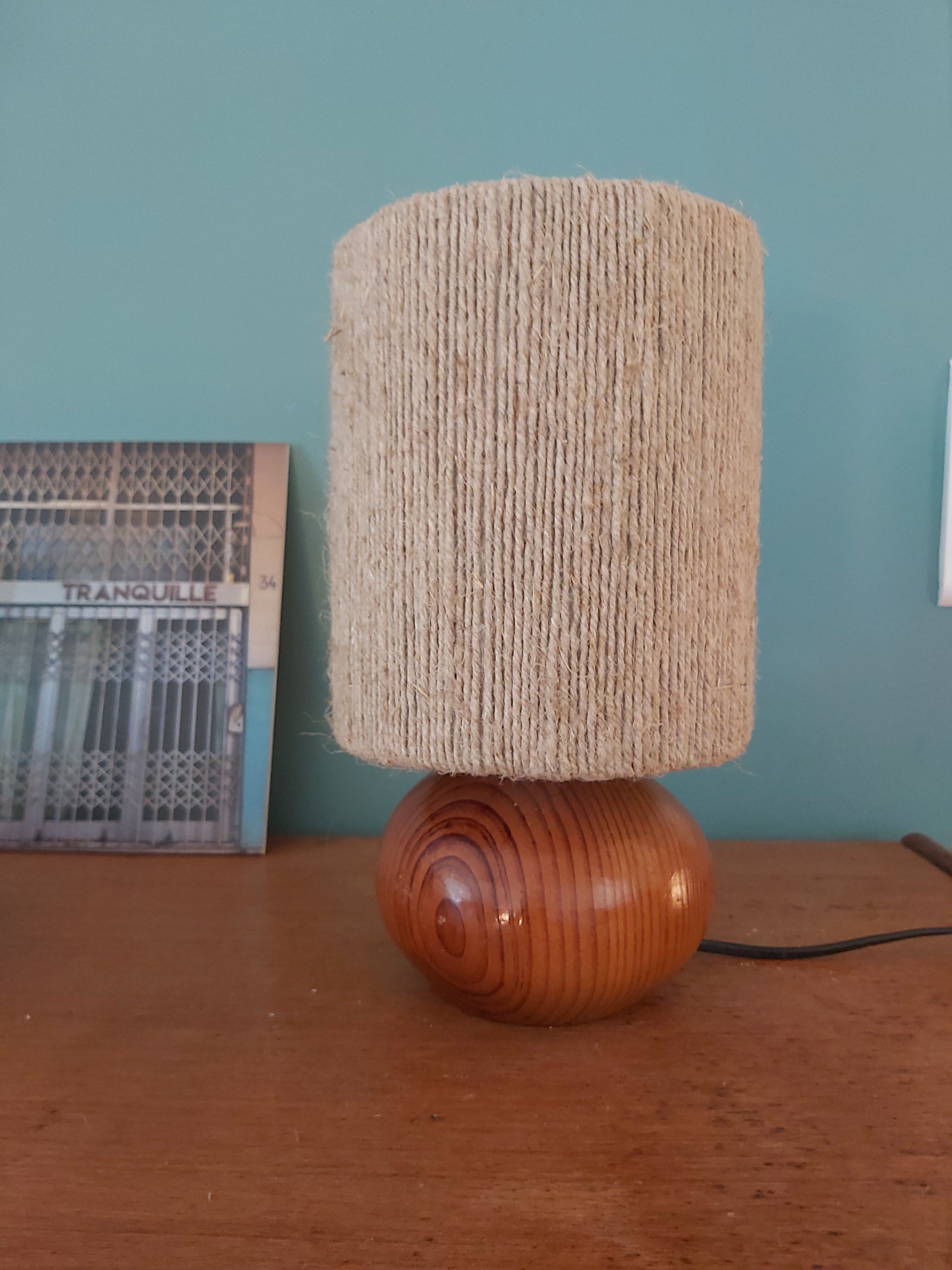 Wooden lamp and vintage rope