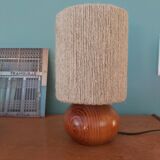 Wooden lamp and vintage rope
