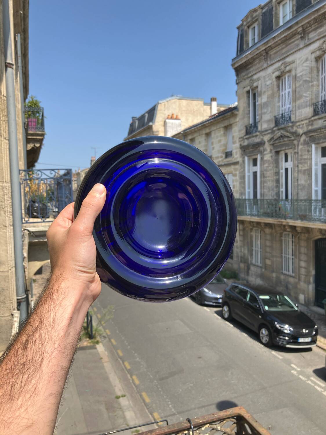 Cobalt blue glass ashtray by Enzo Mari, Circa. 1980